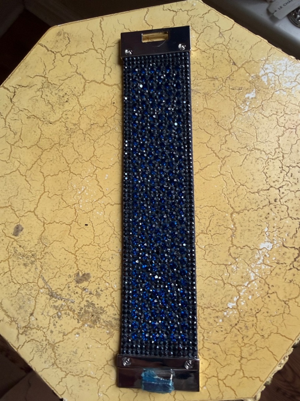 Sparkling Blue Crystal Wide Bracelet